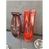 Image 7 : (2) Vases, (2) Glass Dishes & Metal Holder