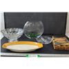 Image 1 : Clear Glass Oval Shaped Decor, (2) Glass Bowls, Oval Shaped Dish & Cake Decorating Supplies