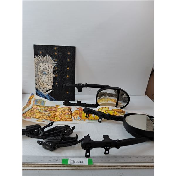 Painting, North Dakota Flag & Mirrors