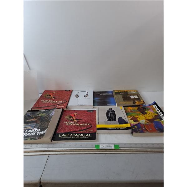 (8) Variety Of Books-Human Geography, The Earth Through Time, Forensic Psychology