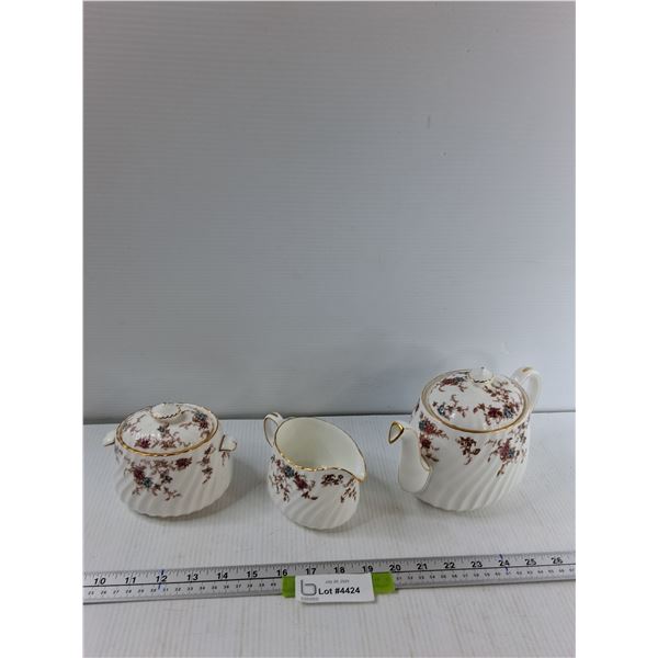 Minton Ancestral Bone China -  Sugar Bowl, Creamer, Tea Pot