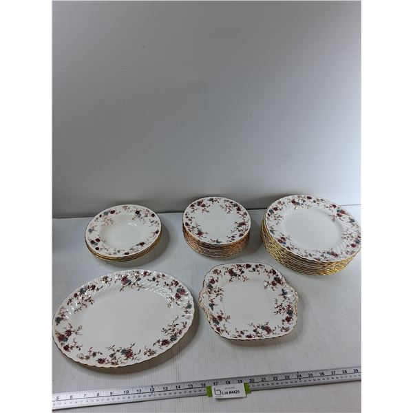 Minton Ancestral Bone China -  Square Cake Plate, Serving Plate, (4) Bowls, (20) Plates