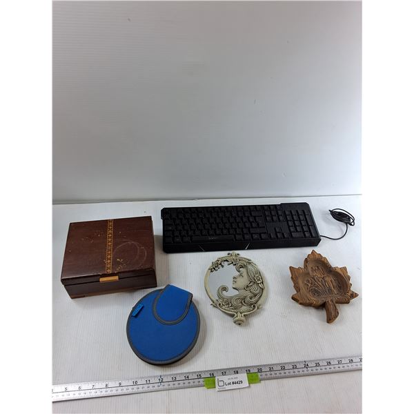 Wooden Box, CD Case, Keyboard, Misc - As Is