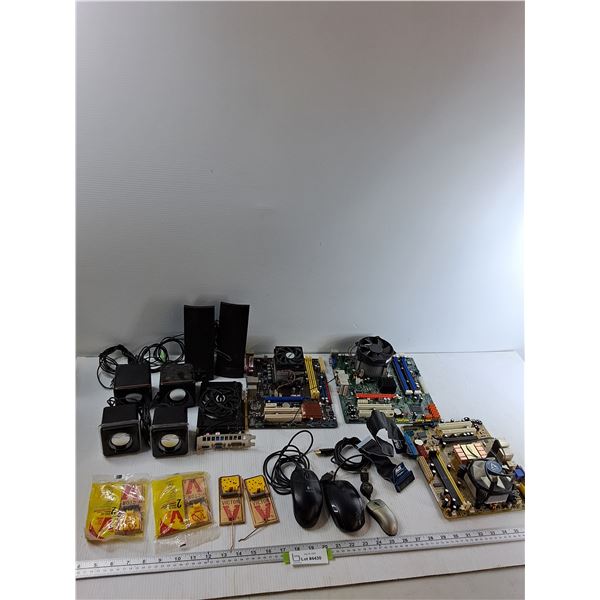Assorted - (6) Speakers, (3) Computer Mouses, (4) Computer Parts,  Mouse Traps - As Is