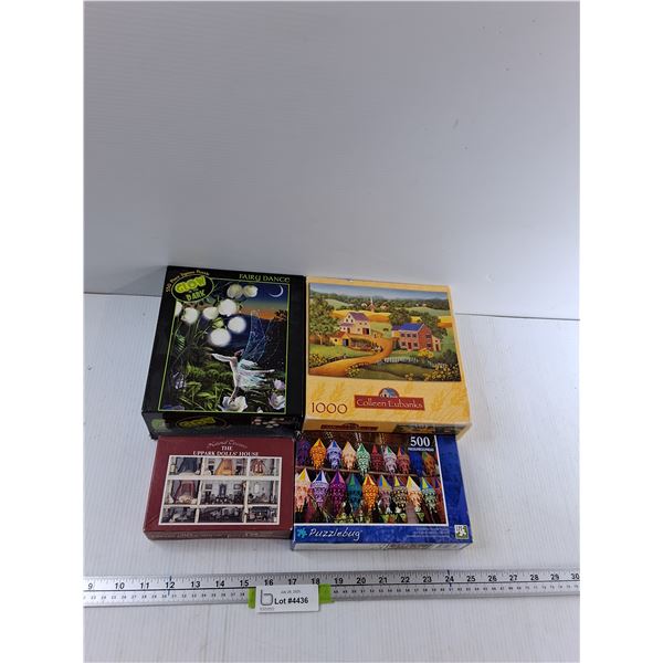 (4) Puzzles - 550 Piece Puzzle, 1000 Piece Puzzle, 500 Piece Puzzle, 135 Piece Puzzle - As Is