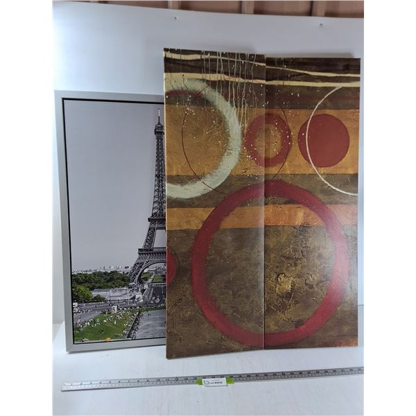 (2) Paintings Set - 24'' x 36'', Eiffel Tower - 22 1/2'' x 30 1/2'' - CANNOT SHIP