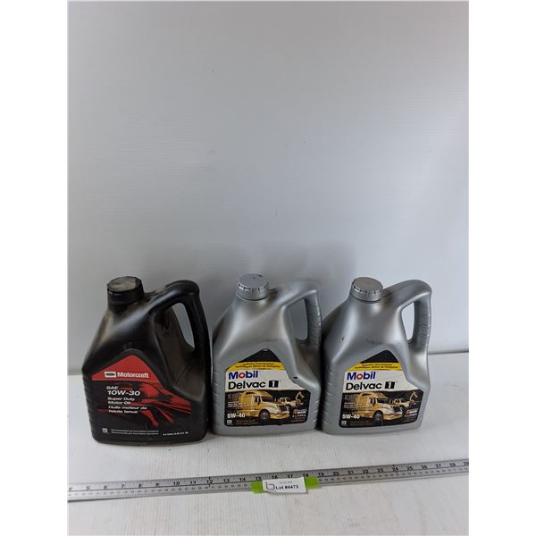(3) Motor Oil - (2) Delvac 1 5W-40, Motorcraft SAE 10W-30 - As Is CANNOT SHIP