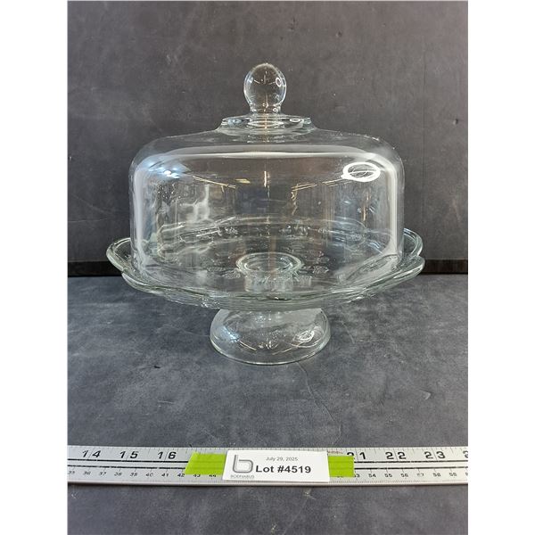 Footed Glass Cake Stand with Lid
