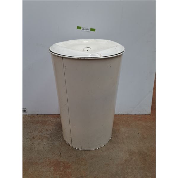 **Vintage Metal Garbage Bin with Lid 24" x 18  -  PICK UP ONLY