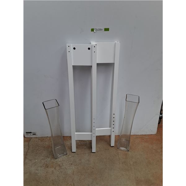 (2) 20" Glass Vases and (2) 34" x 8" Furniture Legs - PICK UP