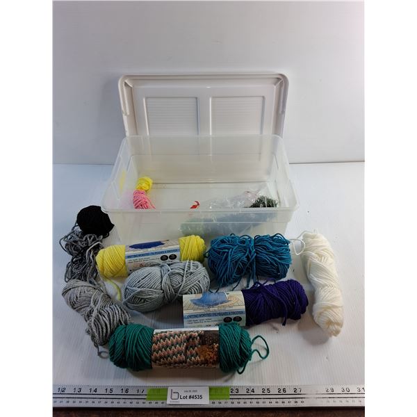 Knitting Wool and Plastic Container with Lid 15" x 11" x 6"