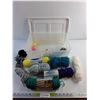 Image 1 : Knitting Wool and Plastic Container with Lid 15" x 11" x 6"