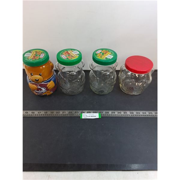(4) Kraft Peanut Butter Glass "Bear" Jars - Pickup Only