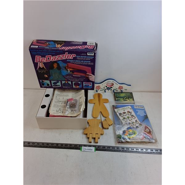 Vintage BeDazzler Kit, Wooden Art, Cross Stitch Kit