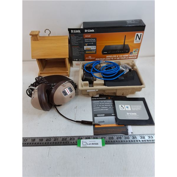 D-Link Wireless Router - Tested, Bird Feeder, Vintage Realistic Stereo Headphones