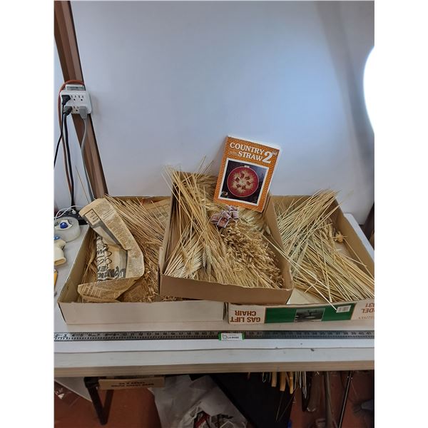 (3) Boxes of Wheat Stalks & "Country Straw 2" Crafter's Guide