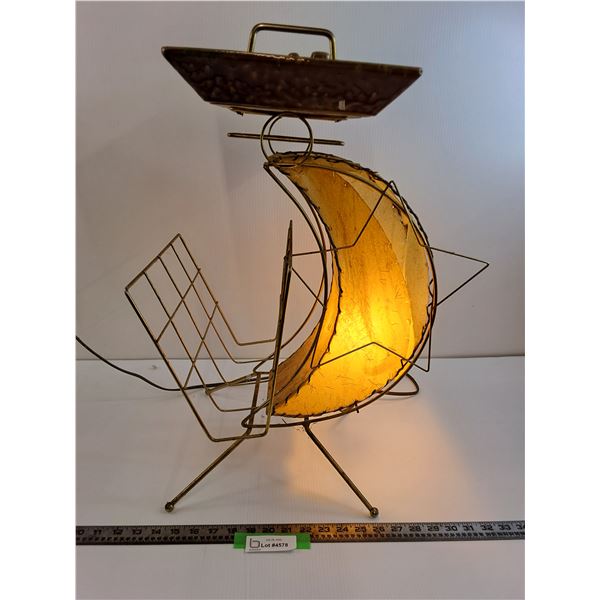* Vintage Magazine Rack & Lamp w/Ashtray -25" x 18" x 12" - Needs Some TLC  -  PICK UP ONLY
