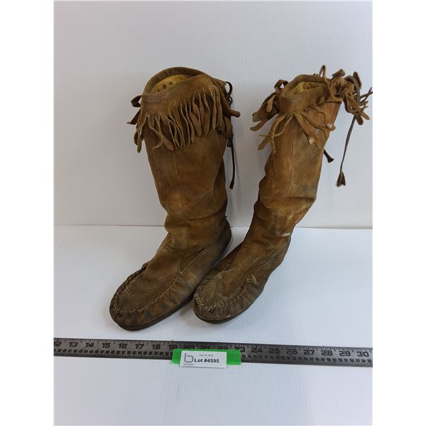 Handmade Leather Mukluks - Some Wear - Approx Men's Size 10-11