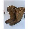 Image 3 : Handmade Leather Mukluks - Some Wear - Approx Men's Size 10-11