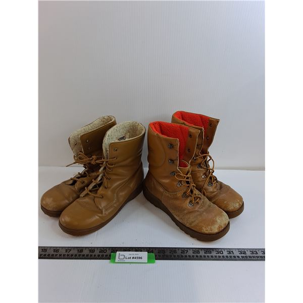 (2) Leather Boots - Size 7 Women's - Cougar Brand & Mocatem Brand - Some Wear