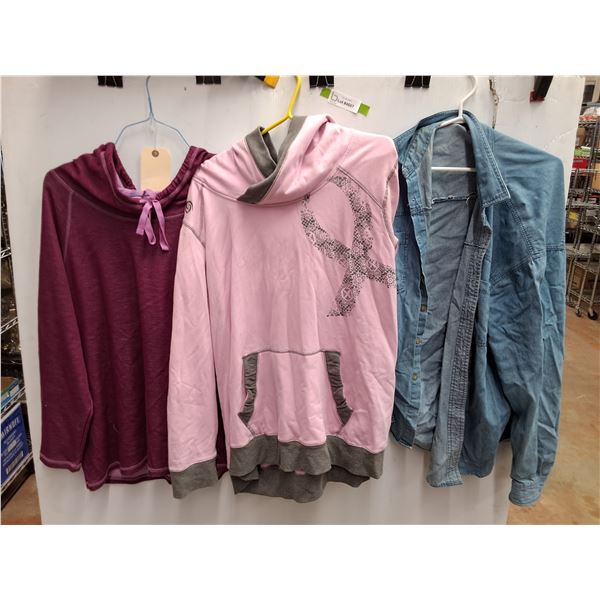 (2) Bunny Hugs and Denim Shirt - Size L to XL