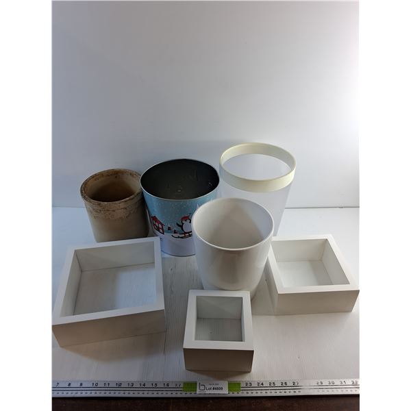 Square Wall Shelves, Christmas Bucket, Crock Pot and Planters