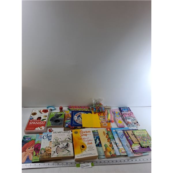 Assorted - Rubberbands, Pencils Books, Charlottes Web, Stuart Little, Franklin, Misc - As Is