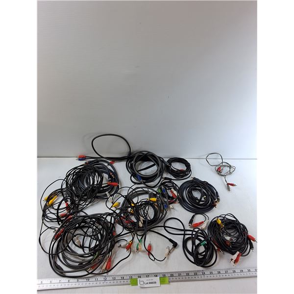 Assorted RCA Cables, Speaker Cables  - As Is