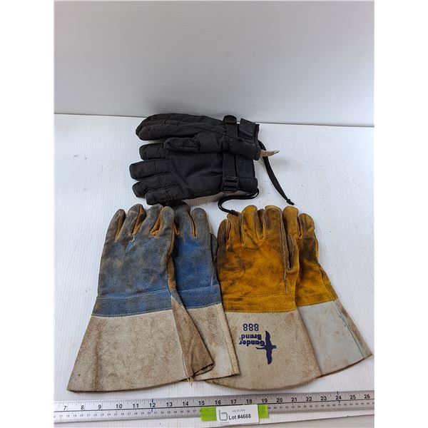 (3) Pairs Of Gloves - (2) Leather Work Gloves, Winter Gloves