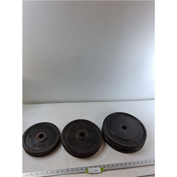 (3) John East Weight Sets- (2) 10 LBS Plates, (2) 12 1/2 LBS Plates, (2) 25 LBS Plates- CANNOT SHIP