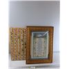Image 1 : Framed Cross Stitching 16'' x 22'', Sequence Board Game 18 1/2'' x 20'' - As Is