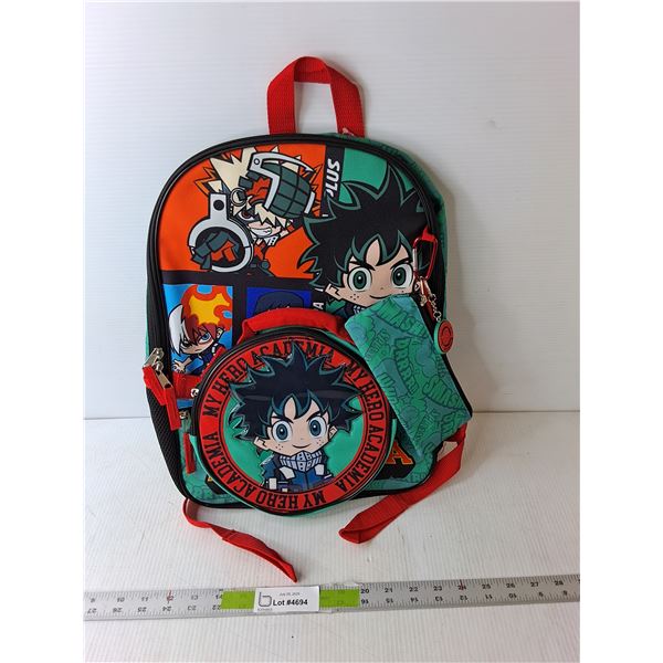 My Hero Academia Child's Backpack, Pencil Case & Lunchkit- New