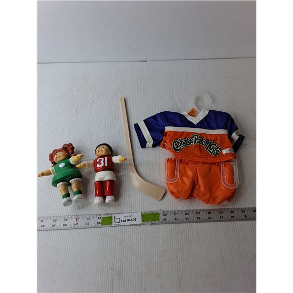 Cabbage Patch Lot- Uniform, Hockey Stick & (2) Magnetic Figurines