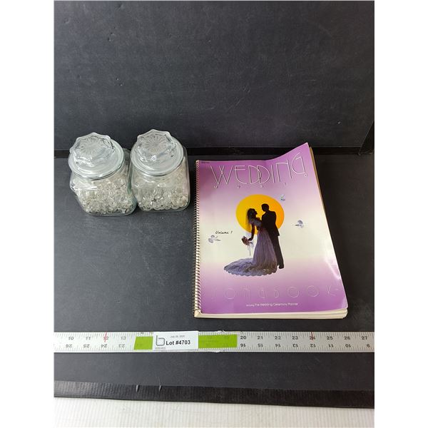 Wedding Songbook, (2) Glass Jars with Decorative Stones