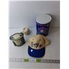 Image 1 : Toronto Blue Jays Hat & Tin 8.25" Tall, Mothers are Special Candle, Vintage Tea Tin