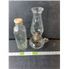 Image 1 : Vintage Milk Jug & Glass Oil Lamp 12.5" Tall