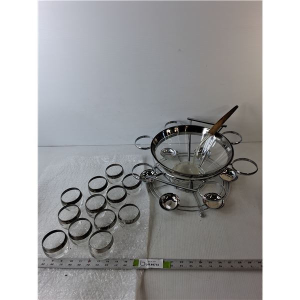 Punchbowl with (12) Cups & Serving Spoon
