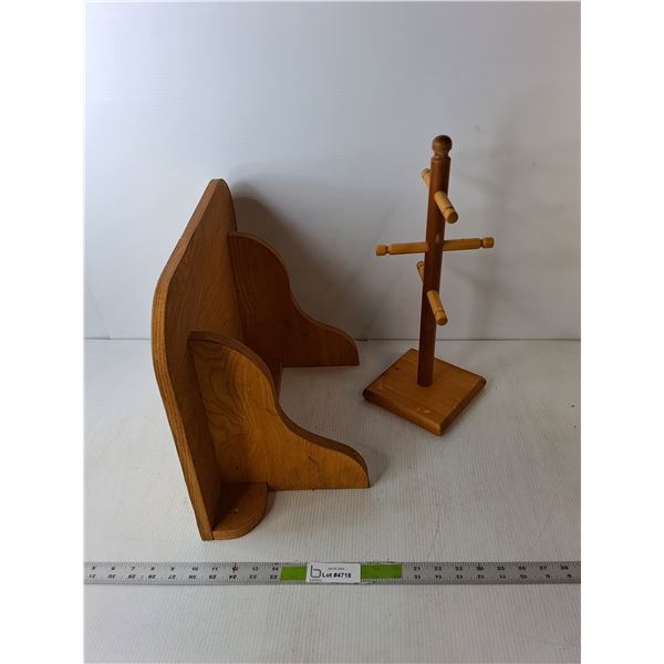 Wooden Mug Tree & Shelf Bracket 18" x 14" x 9"
