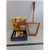 Image 1 : Banzai DVD Betting Game - DVD Missing, Vintage Wooden Tennis Raquet with Storage Frame