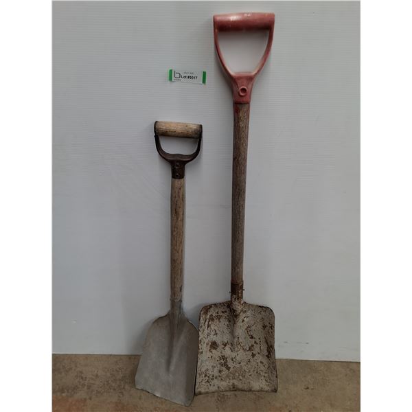** (2) Vintage Wooden Scoop Shovels - 44" & 36" High, Pickup Only