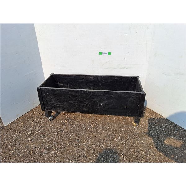 **  Wooden Box on Caster Wheels 37" x 13" x 17" - Cannot Ship