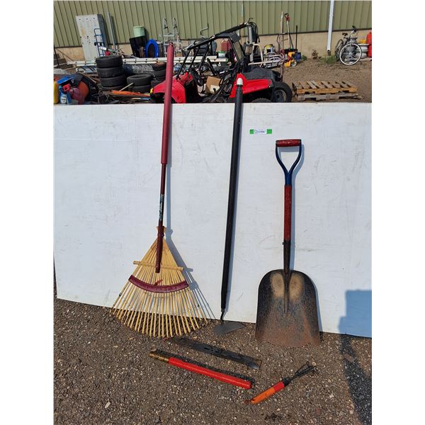 ** Square Shovel, Leaf Rake, Garden Hoe, Lawnmower Blade  and Misc - Cannot Ship