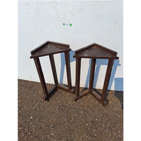 **(2) Rolling Corner Wooden Shelves 16" x 32", Cannot Ship