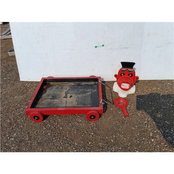 ** Custom Made Cart 32" x 27" x 7", Outdoor Cowhead Decor and Homemade Hand Mirror - Cannot Ship