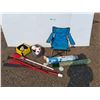 Image 1 : ** Outdoor Folding Chair 17" x 25", Rollo Puzz, Baseball Bat, Various Game Balls, Paddle and Misc Ca