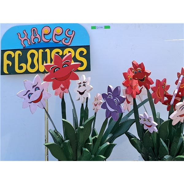 **Decorative Garden Flowers and Happy Flowers Sign, Cannot Ship