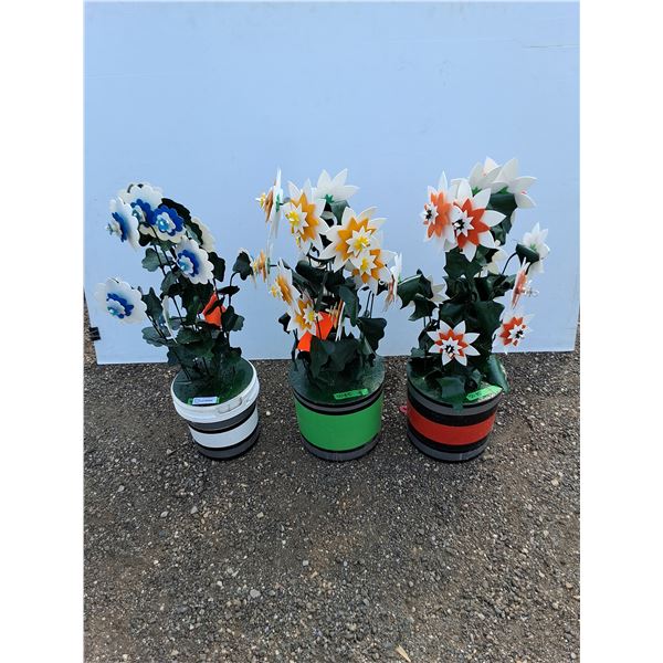 **(3) Decorative Wooden Flowers, Cannot Ship