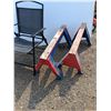 Image 3 : **(2) Wooden Sawhorses and Folding Chair, Cannot Ship