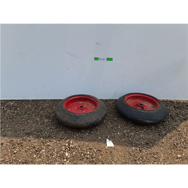 **(2)Wheelbarrow Tires 9.5"Rims and  14.5" Tire Diameter, Cannot Ship