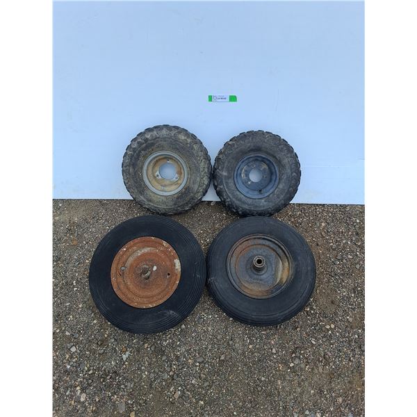 **(4) Pneumatic Wheels - Various Size, Cannot Ship